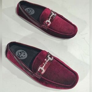Amali Elegant Burgundy Driving Moccasin Men's Velvet Slip On Loafers Size 10